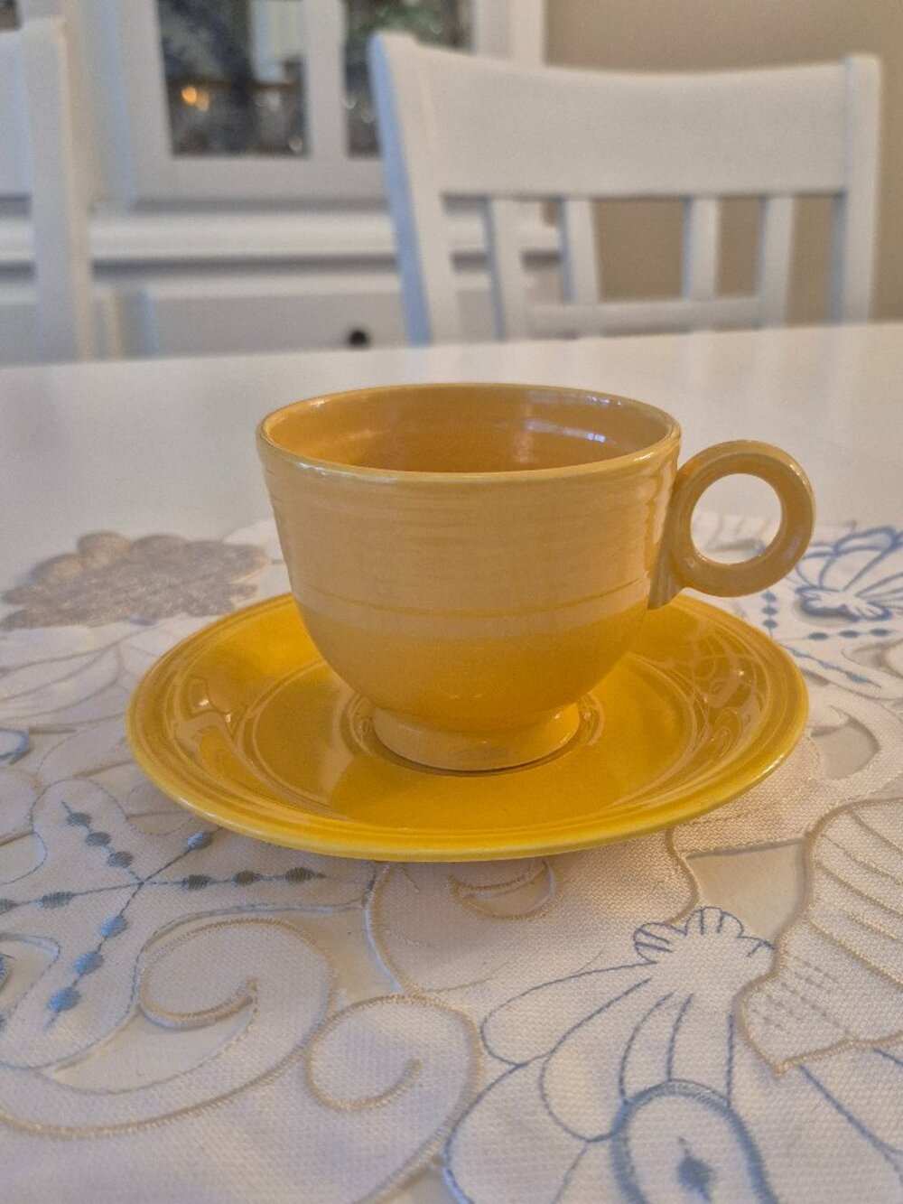 2 Fiestaware Ring Cup & Saucer Sets Original Yellow Vintage